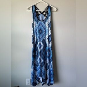 Perseption Blue and White Diamond Maxi Dress